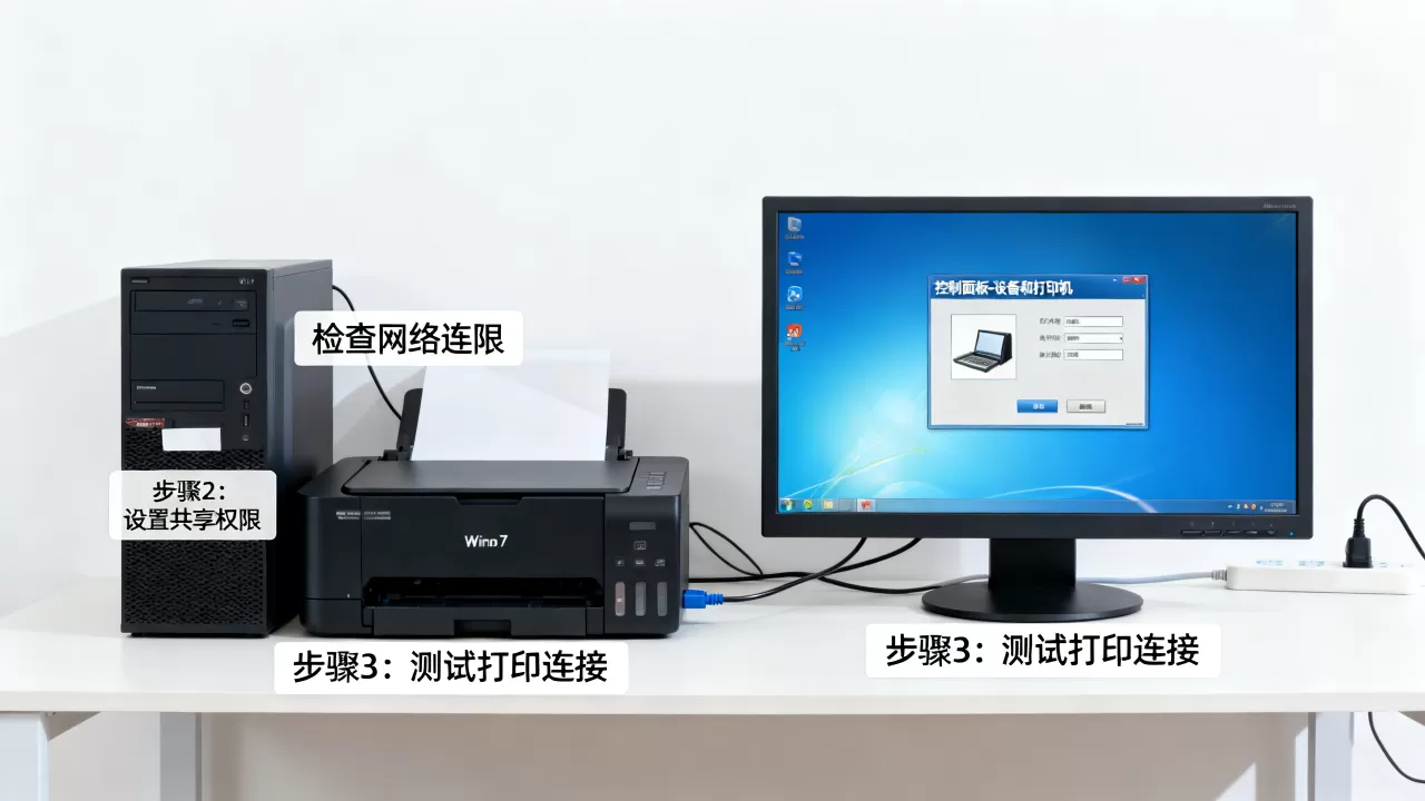 Win7打印机连电脑怎么连接服务器，打印机无法共享怎么办？