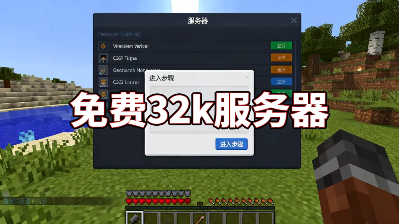 我的世界哪些服务器有免费的32k，怎么进服务器？