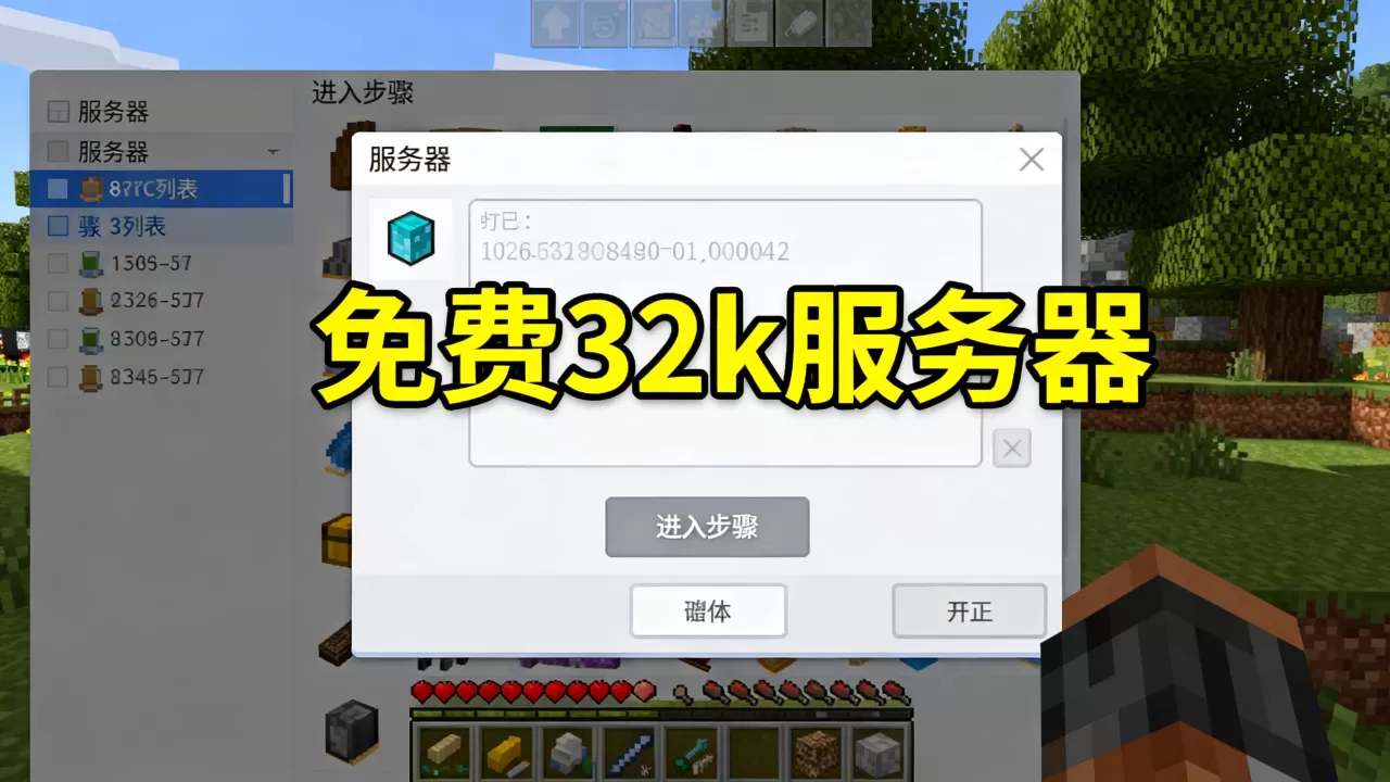 我的世界哪些服务器有免费的32k，怎么进服务器？
