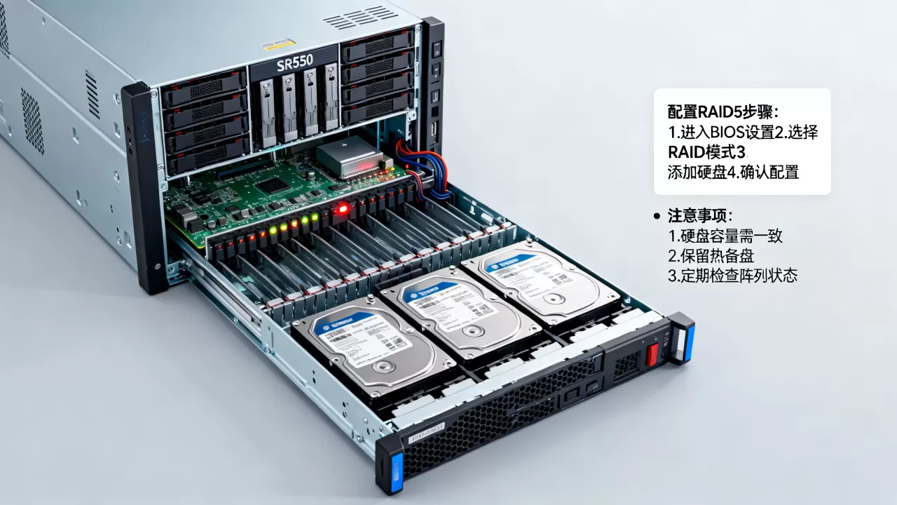 服务器SR550怎么配置RAID5？，注意事项有哪些？