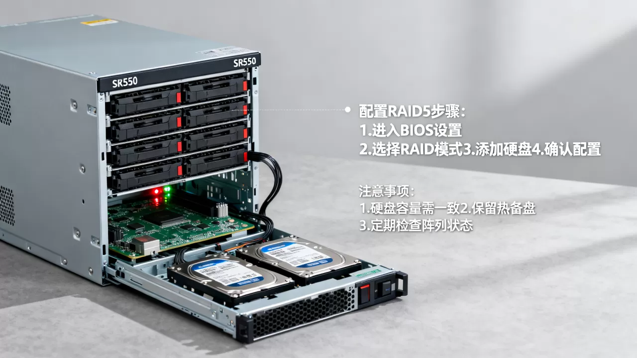 服务器SR550怎么配置RAID5？，注意事项有哪些？