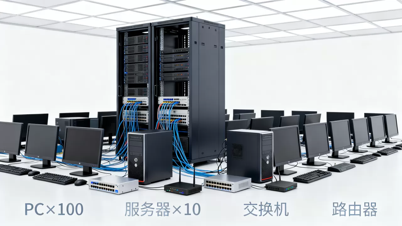 100台pc和10台服务器到底需要多少m带宽,怎么算? 100台pc和10台服务器到底需要多少m带宽,怎么算?