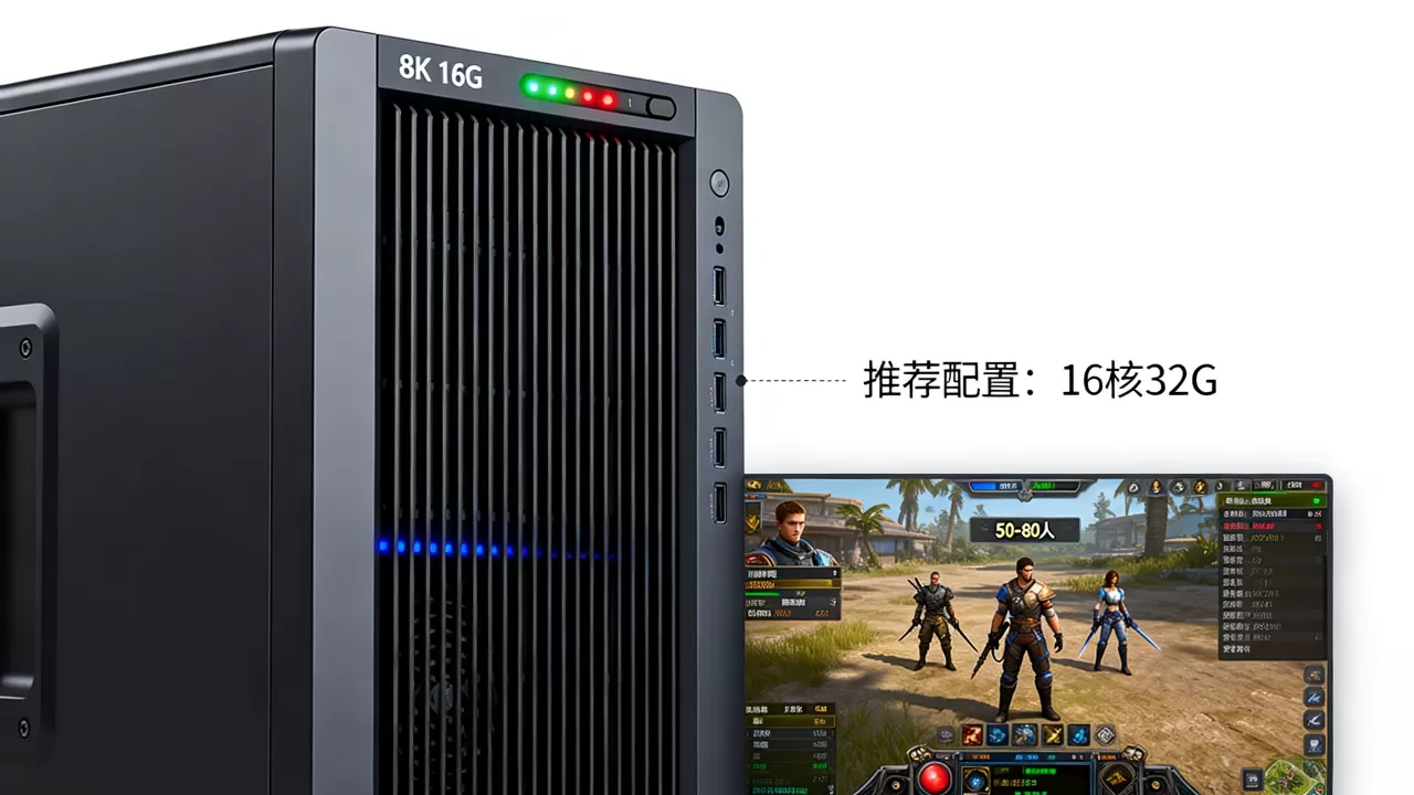 8核16g服务器游戏能承载多少人，什么配置才够用？