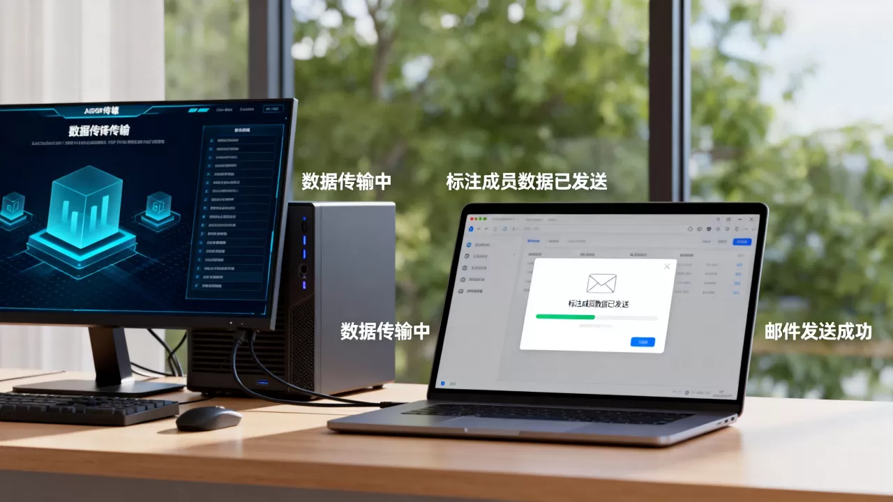 服务器如何发送数据给客户端并发邮件给标注成员？，如何配置