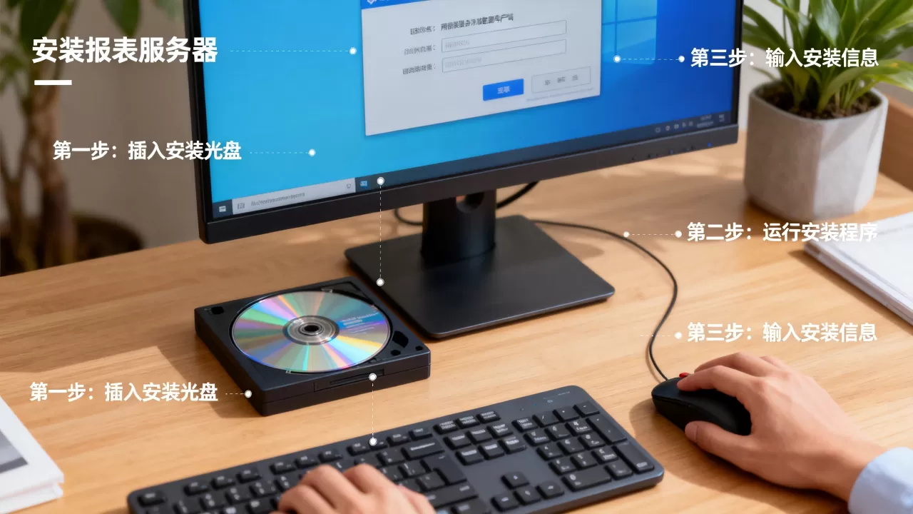 如何安装报表服务器和数据库客户端，操作步骤有哪些？