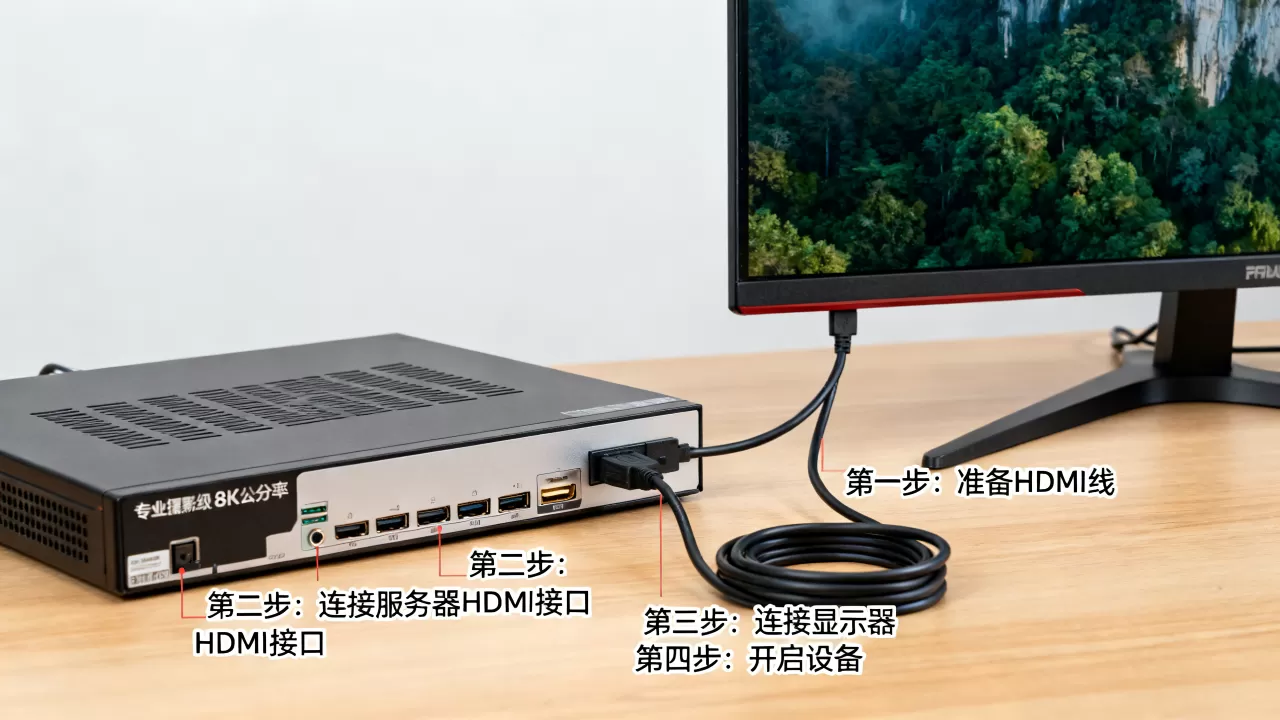 服务器接显示器怎么操作，具体连接步骤是什么？
