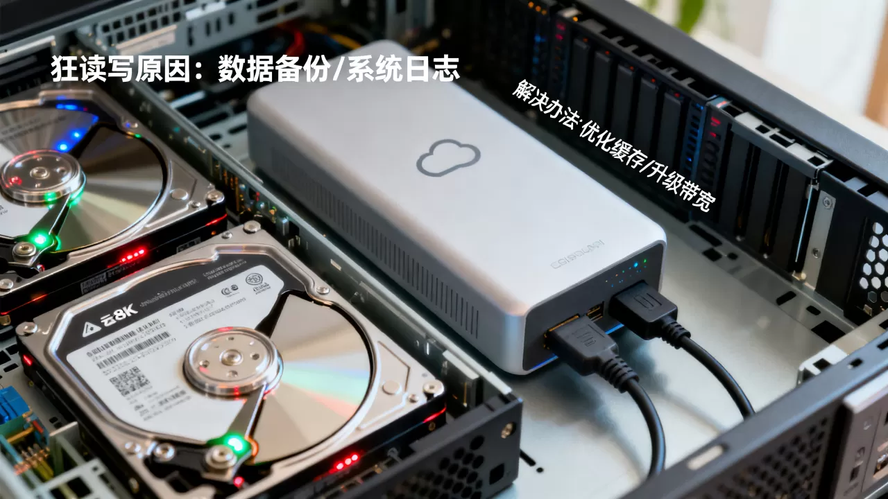 服务器硬盘狂读写是什么原因？，云硬盘读写慢怎么办？