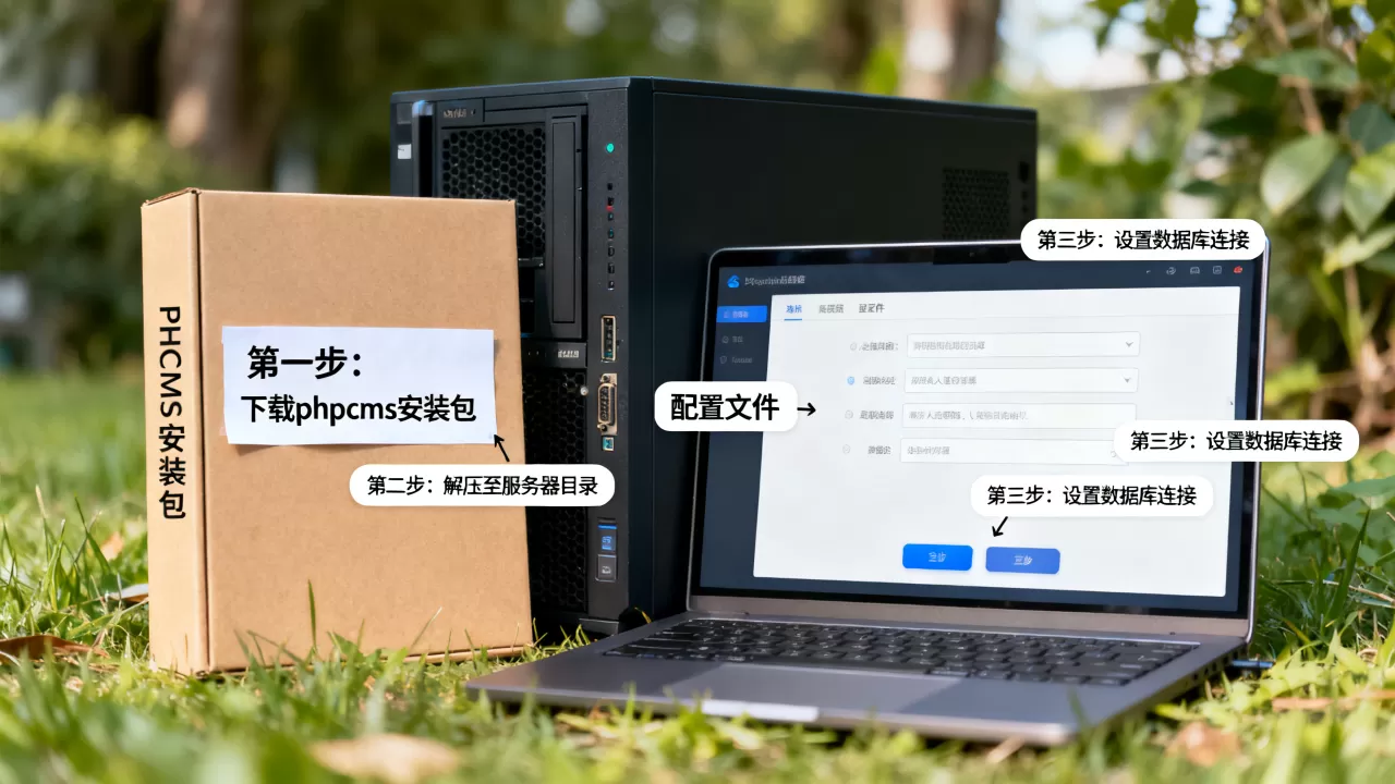 如何配置服务器上的phpcms，有哪些步骤？