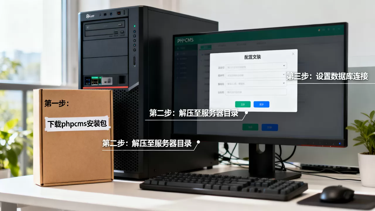 如何配置服务器上的phpcms，有哪些步骤？