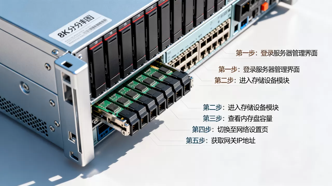 如何查看服务器内存盘和网关信息？，步骤是什么？