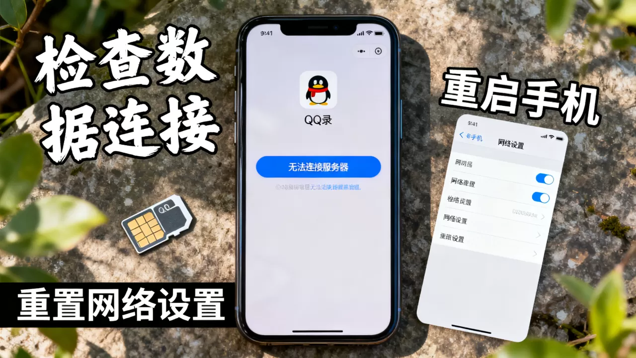 QQ无法用数据连接到服务器是怎么回事，怎么解决？