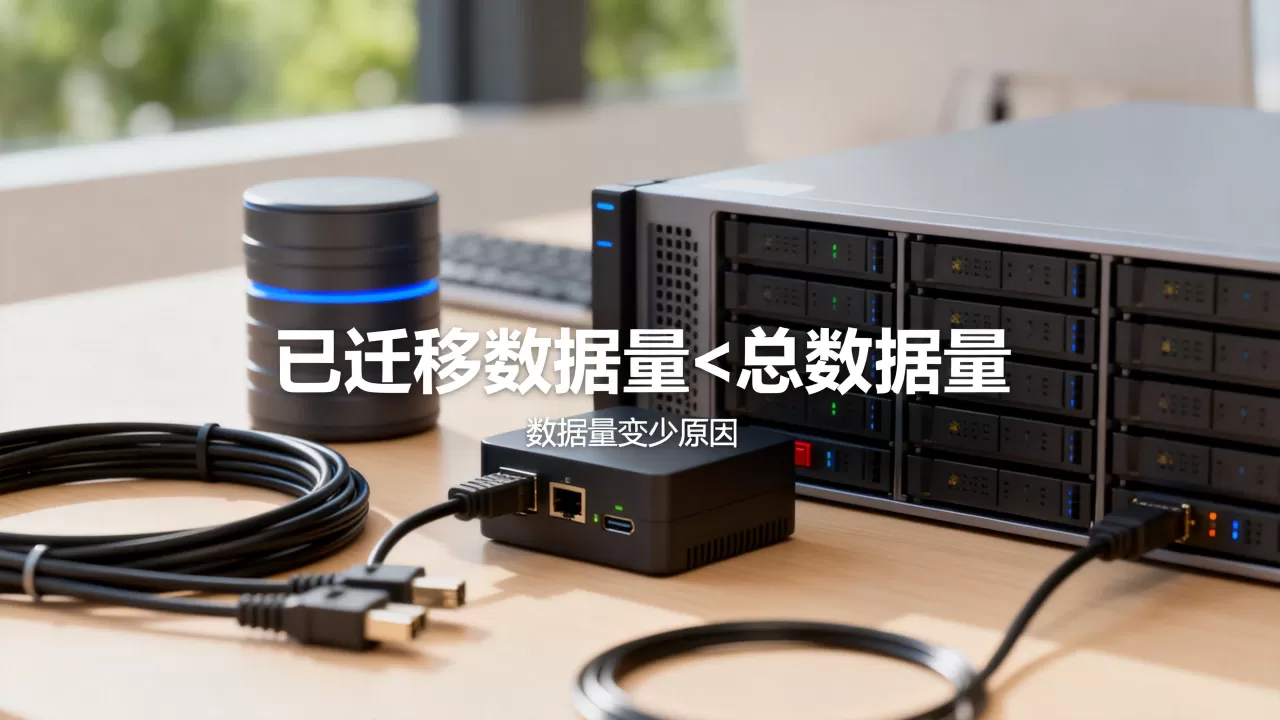 为什么已迁移数据量小于总数据量？，数据量变少是什么原因？