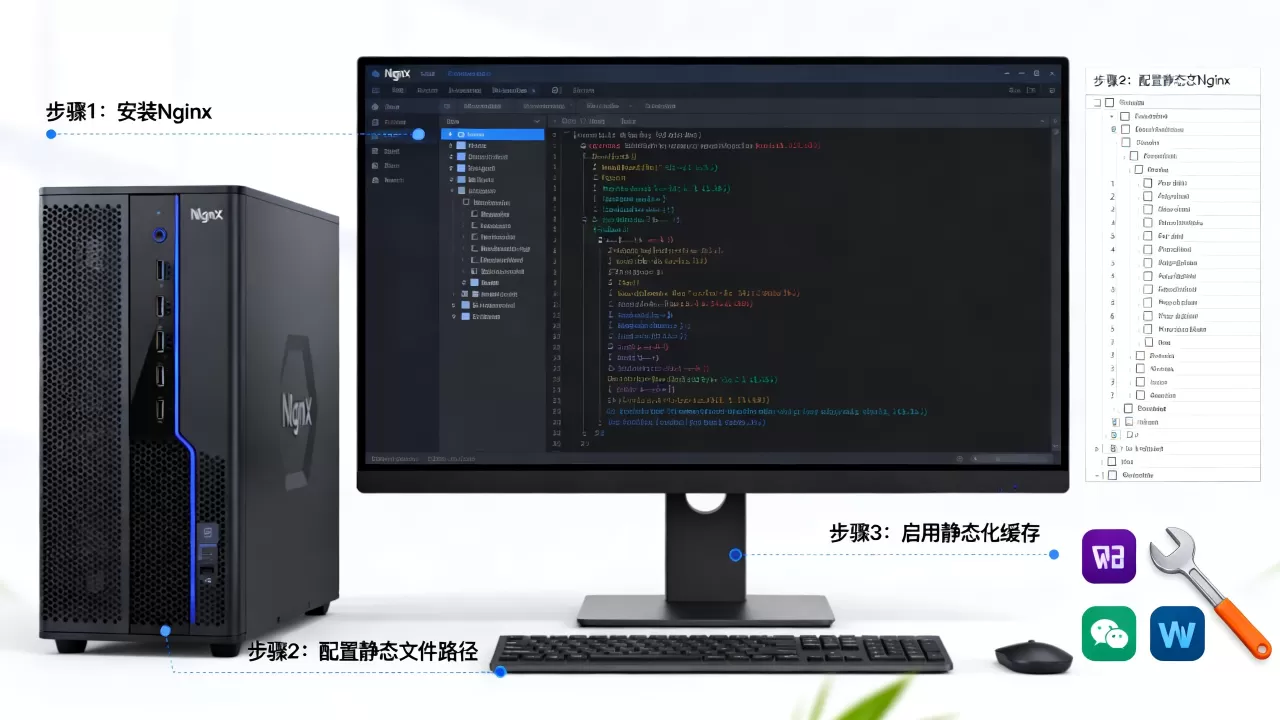 如何部署静态HTML服务器并启用网站静态化，步骤是什么？