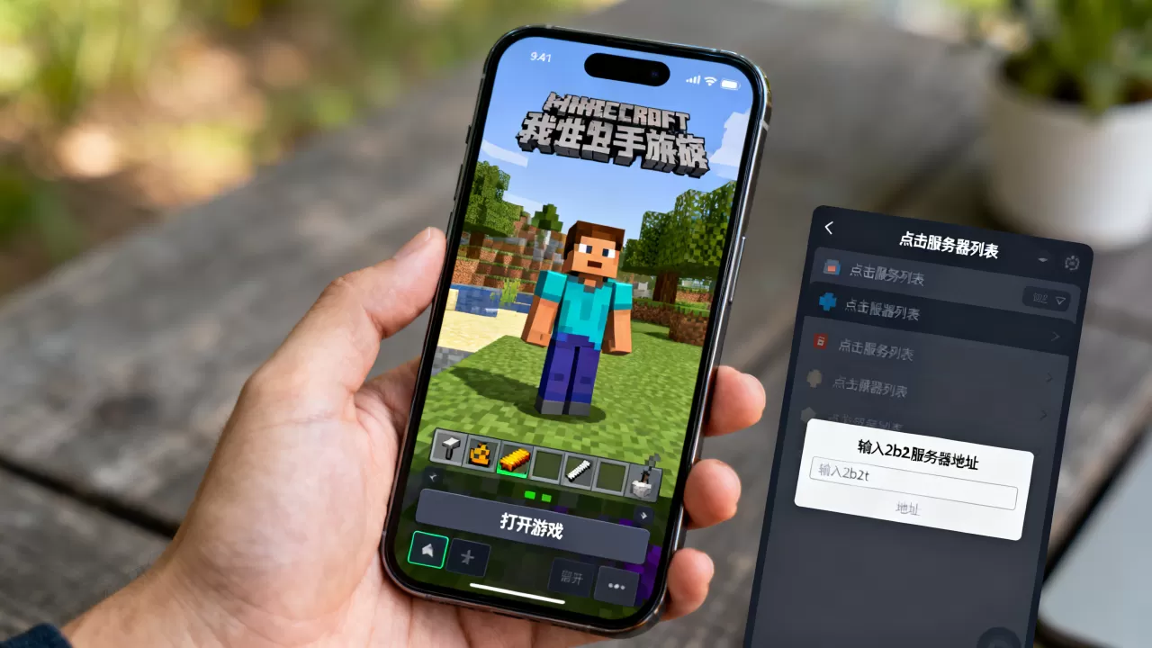 我的世界手机版怎么去2b2t服务器？，怎么做？