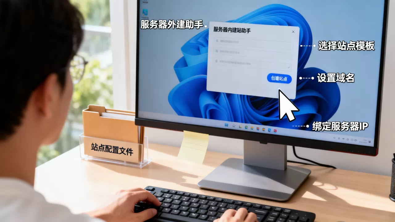如何快速用服务器内建站助手创建站点，怎么设置
