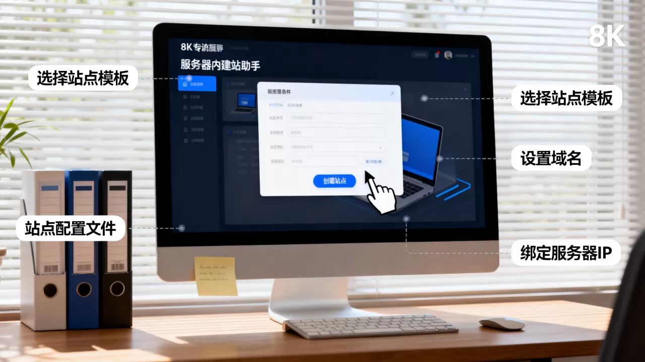 如何快速用服务器内建站助手创建站点，怎么设置