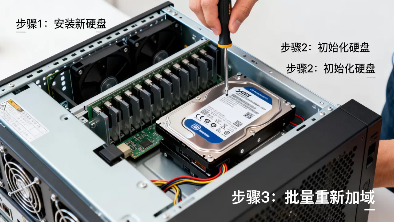 服务器加硬盘后如何批量重新加域？，怎么加硬盘