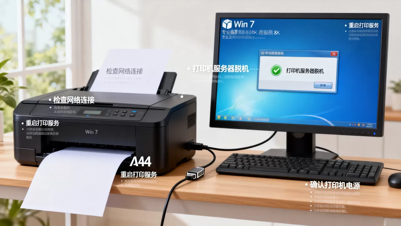 win7打印机显示服务器脱机怎么办，是什么原因造成的