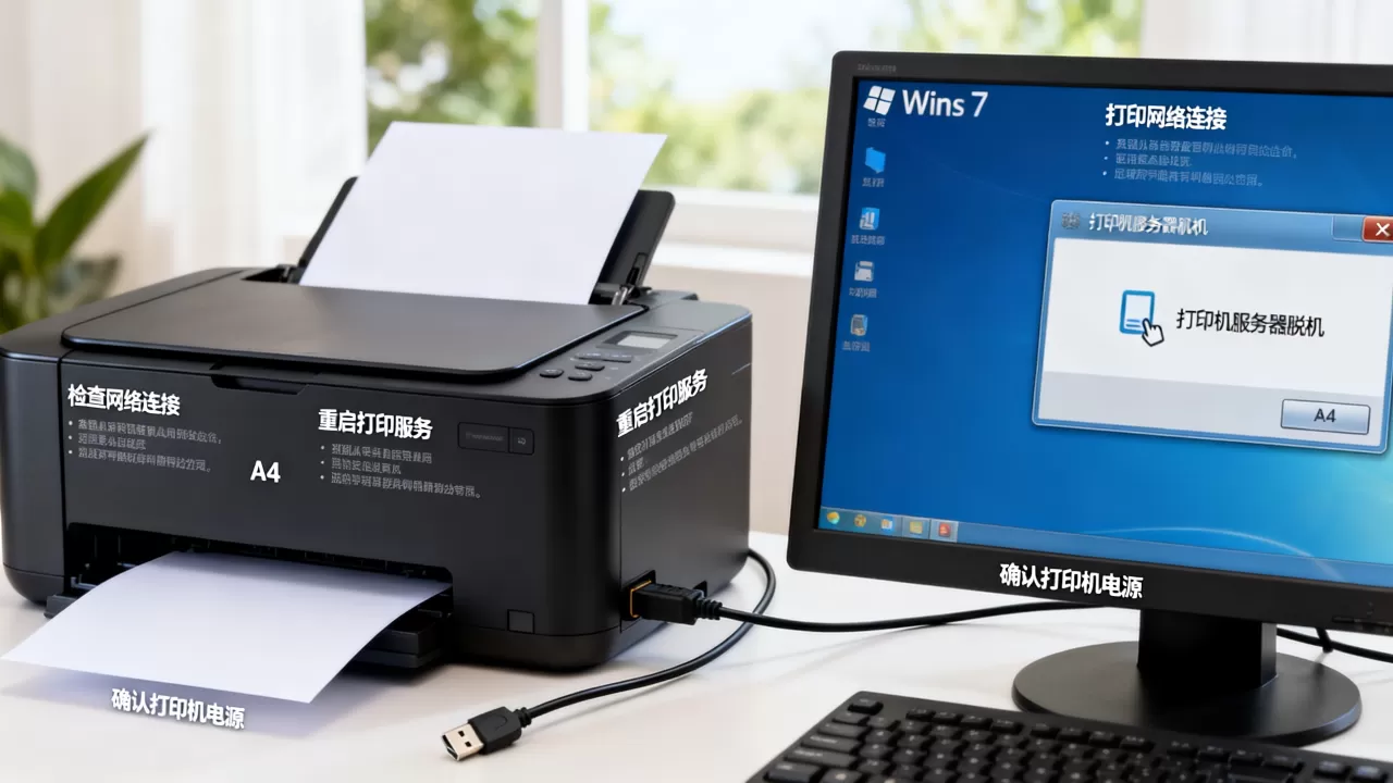 win7打印机显示服务器脱机怎么办，是什么原因造成的