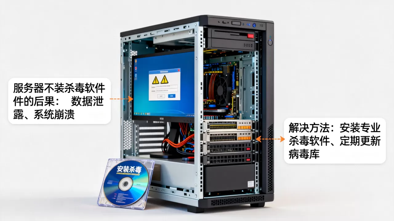 服务器不装杀毒软件会有什么后果，怎么办？