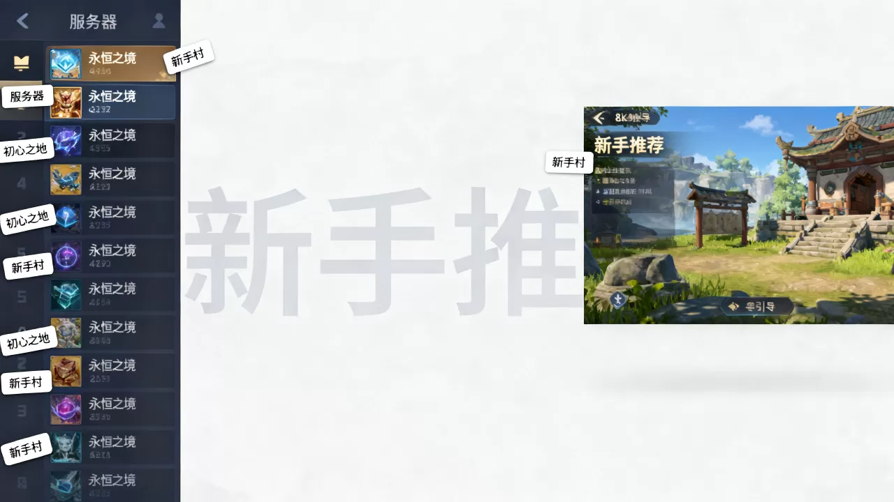 永恒世界有哪些服务器，哪个服务器适合新手？