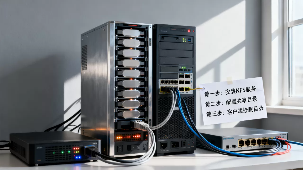 NFS共享一个目录如何挂载到两台服务器？，挂载步骤是什么？