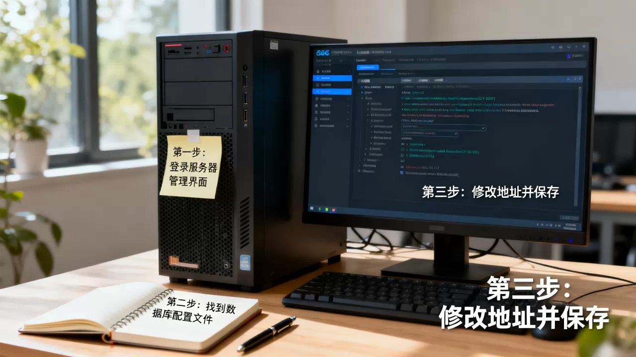 如何在服务器中修改数据库地址？, 怎么修改数据库地址