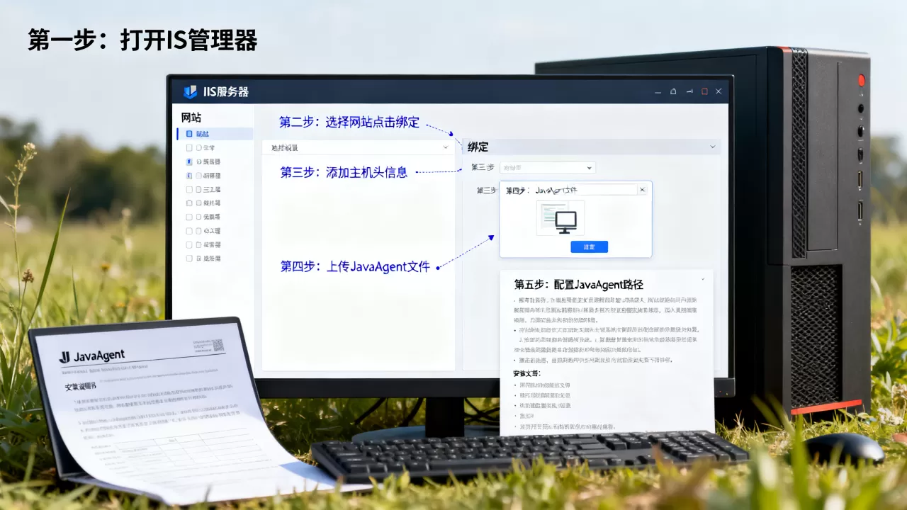 IIS怎么绑定主机头和安装JavaAgent？，有哪些步骤