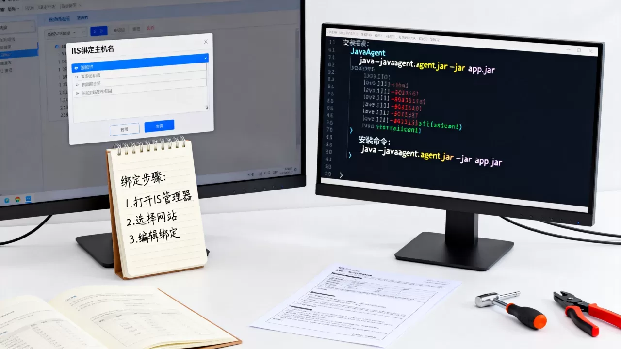 IIS如何绑定主机名？,JavaAgent如何安装？