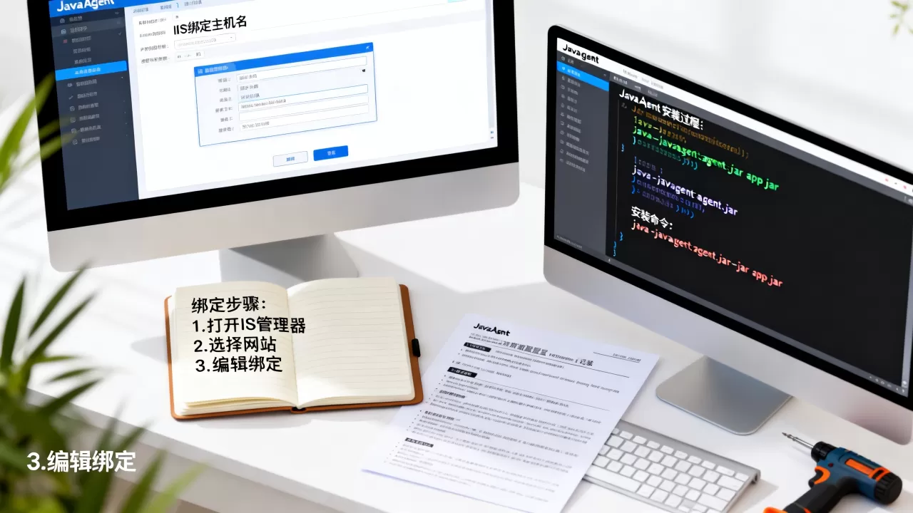 IIS如何绑定主机名？,JavaAgent如何安装？
