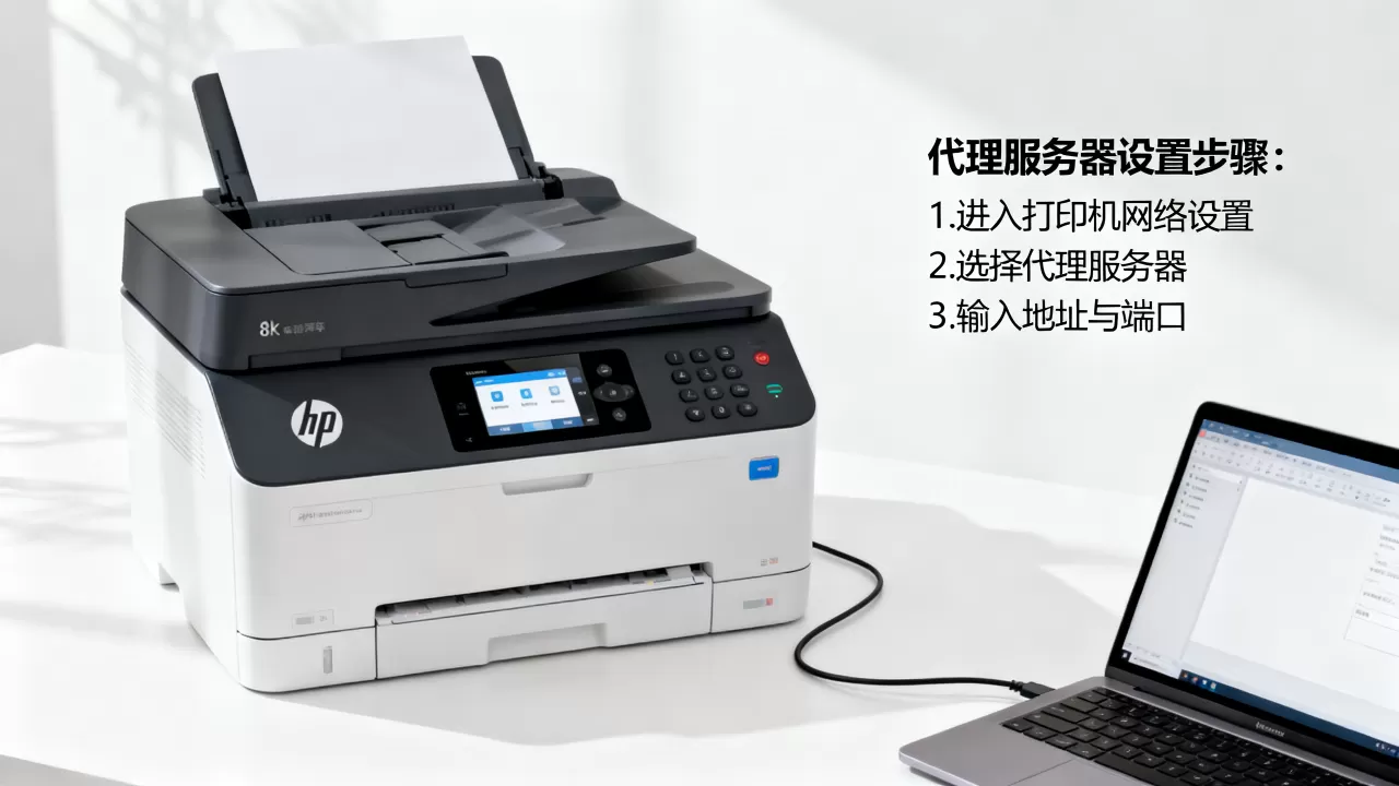 惠普打印机怎么用代理服务器联网，怎么设置？