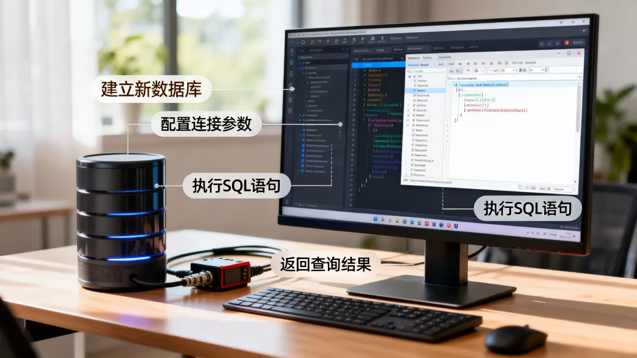 如何建立新数据库并连接执行SQL返回结果？，有哪些步骤