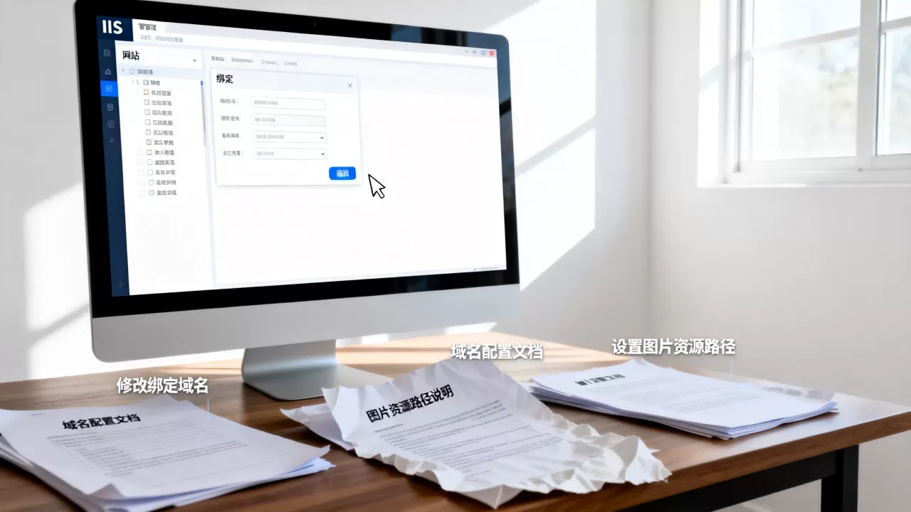 如何修改IIS已绑定的网站域名，图片资源域名怎么设置
