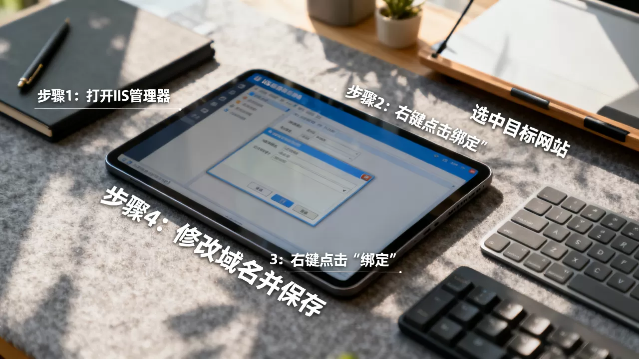 IIS服务如何修改已绑定的网站域名，具体步骤有哪些