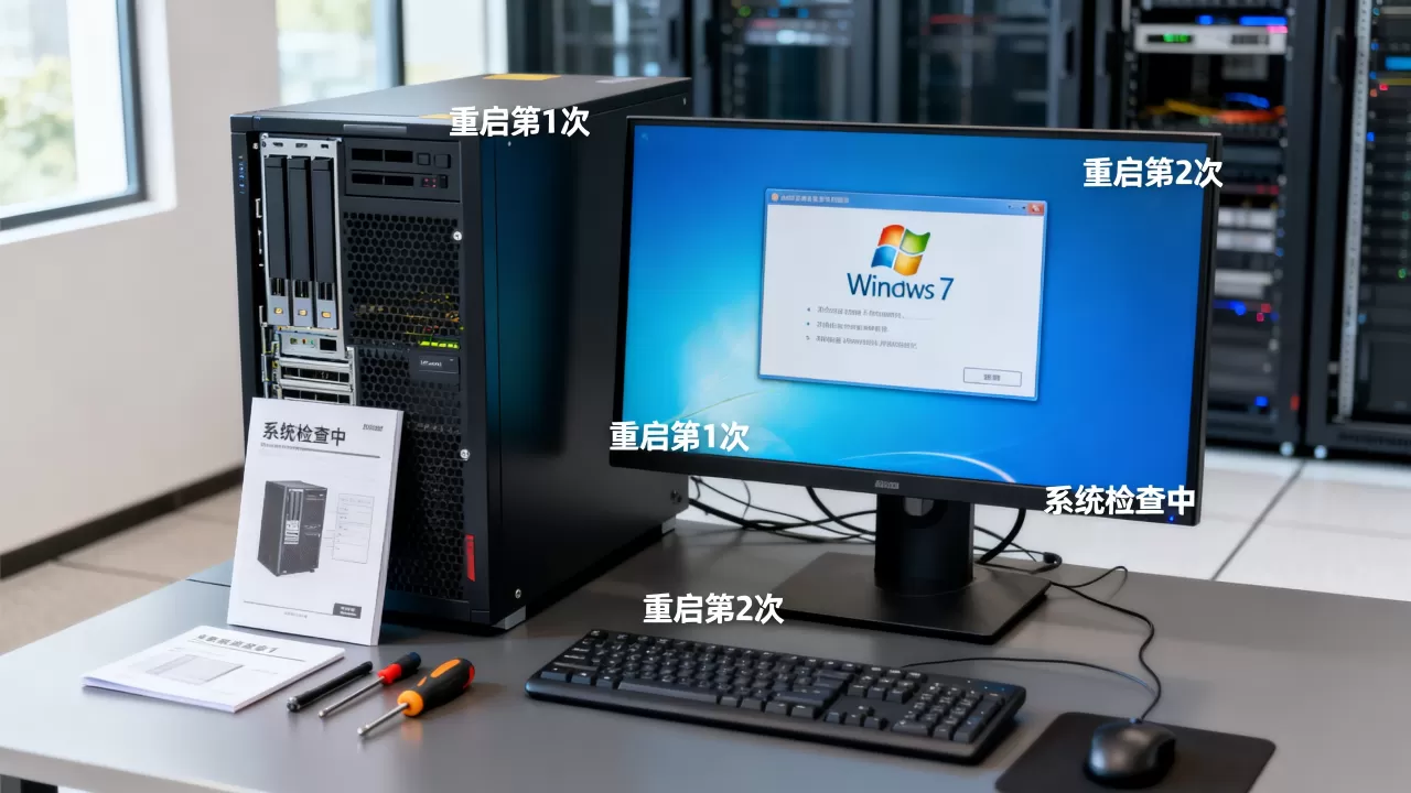 服务器安装win7重启多少次才正常，怎么解决？