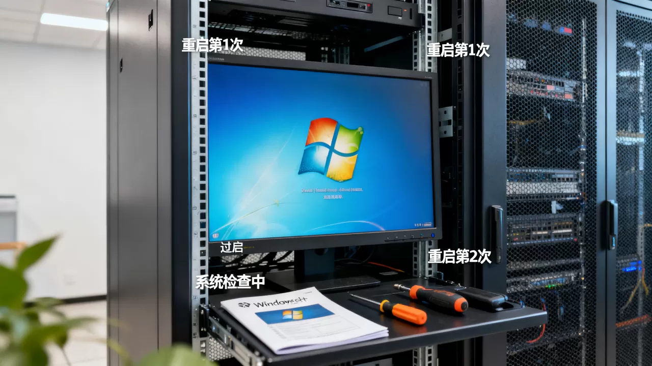 服务器安装win7重启多少次才正常，怎么解决？