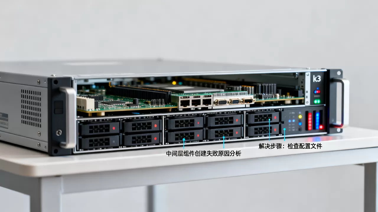 为什么k3服务器无法创建中间层组件，如何解决