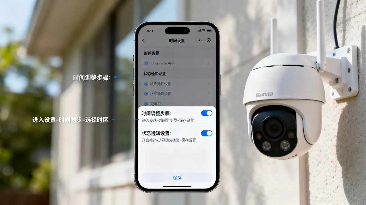 监控摄像头时间设置怎么调整，监控摄像头状态通知怎么设置