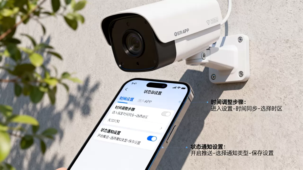 监控摄像头时间设置怎么调整，监控摄像头状态通知怎么设置