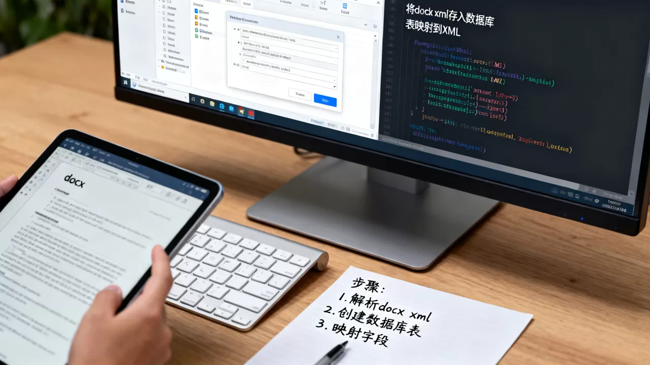 怎么将docx xml存入数据库并将表映射到XML，如何实现？