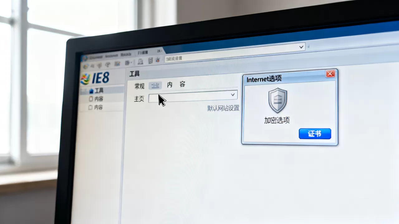 IE8默认网站怎么改？，默认加密怎么设置
