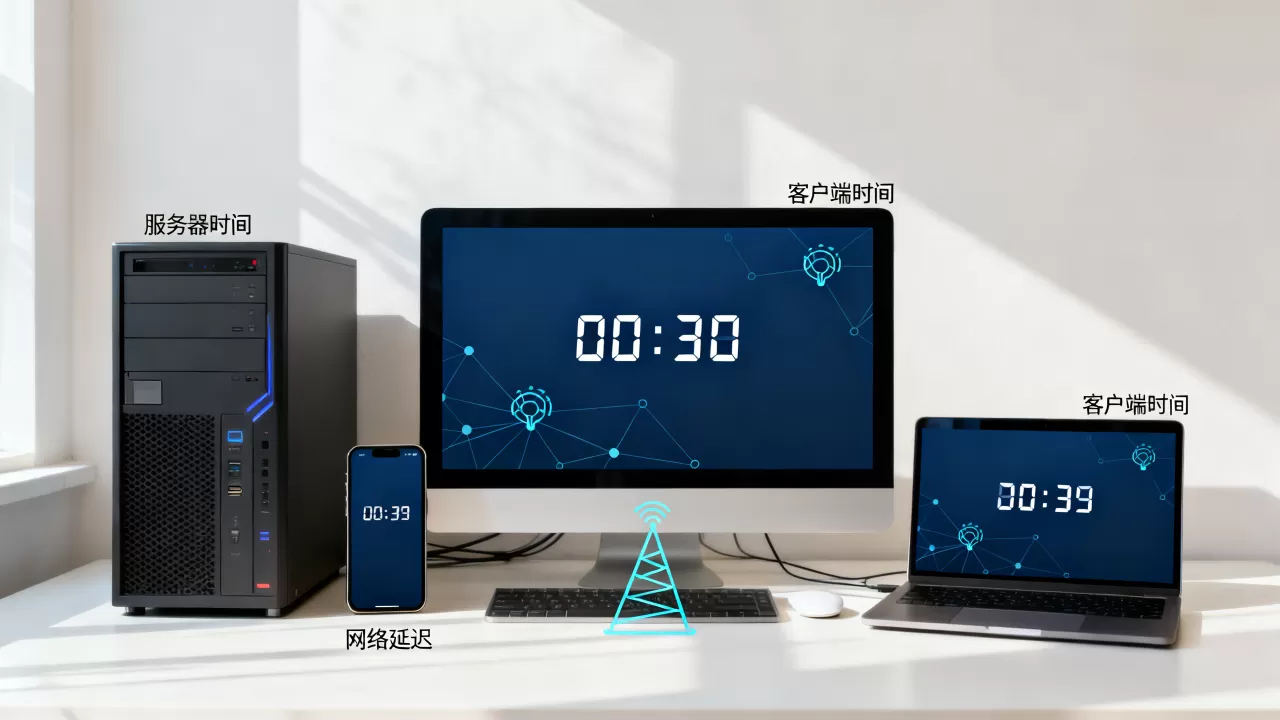 服务器和客户端计时为什么不同步，怎么解决