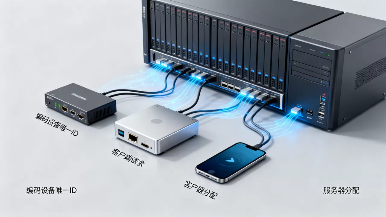 服务器如何将编码设备唯一分配给客户端？，如何实现？