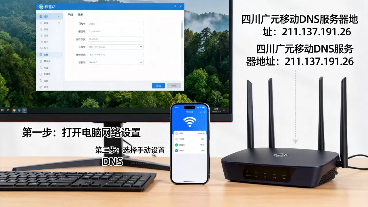 四川广元移动dns的服务器地址是多少，怎么设置？