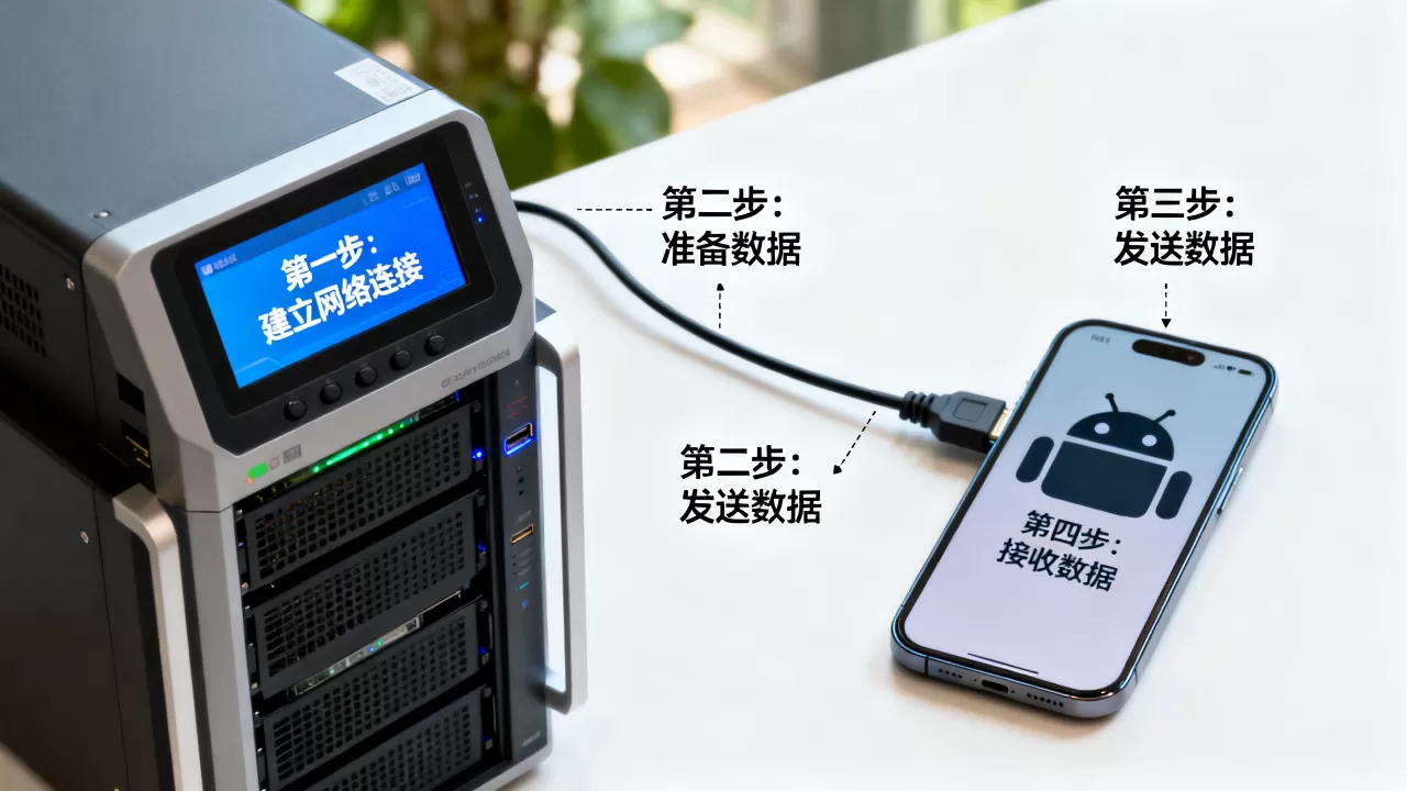 服务器如何发送数据到安卓客户端，步骤是什么？