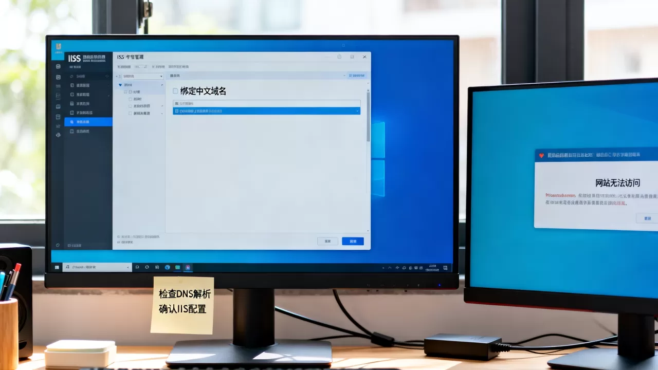 IIS如何绑定中文域名，修改已绑定域名后网站无法访问怎么办？