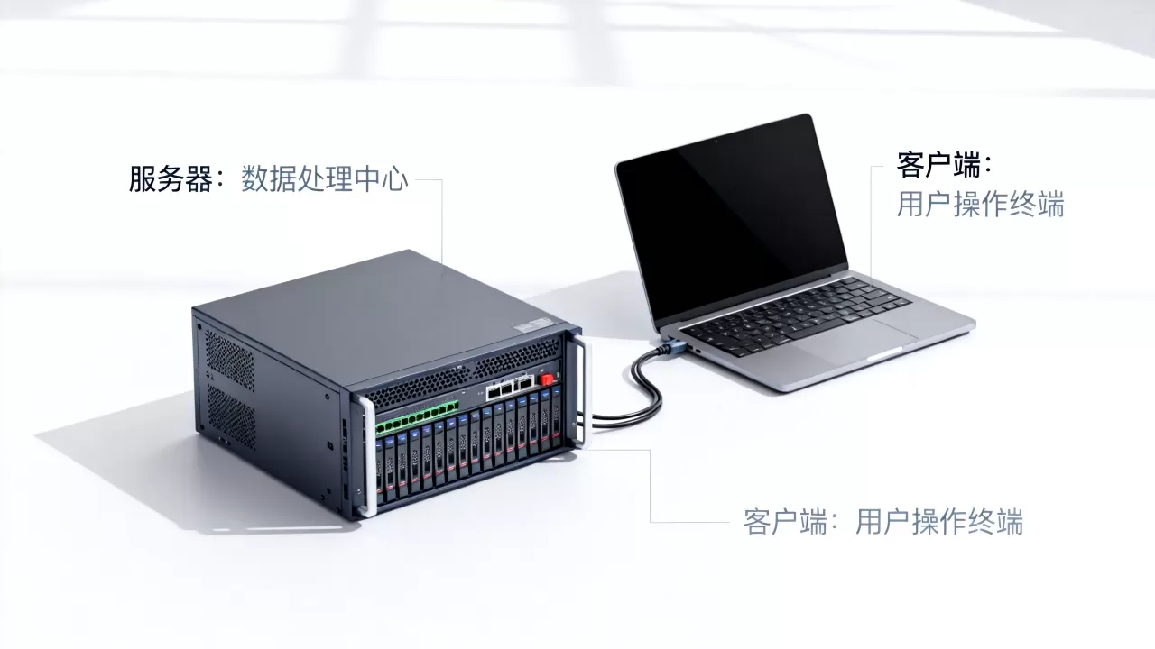 你知道服务器和客户端怎么区分吗，主要区别是什么？