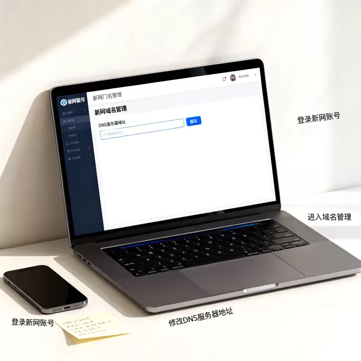 怎样修改新网域名的DNS服务器地址？，服务器 dns 地址那里修改