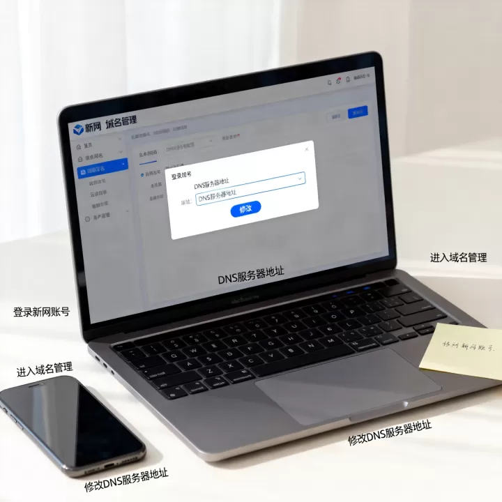 怎样修改新网域名的DNS服务器地址？，服务器 dns 地址那里修改