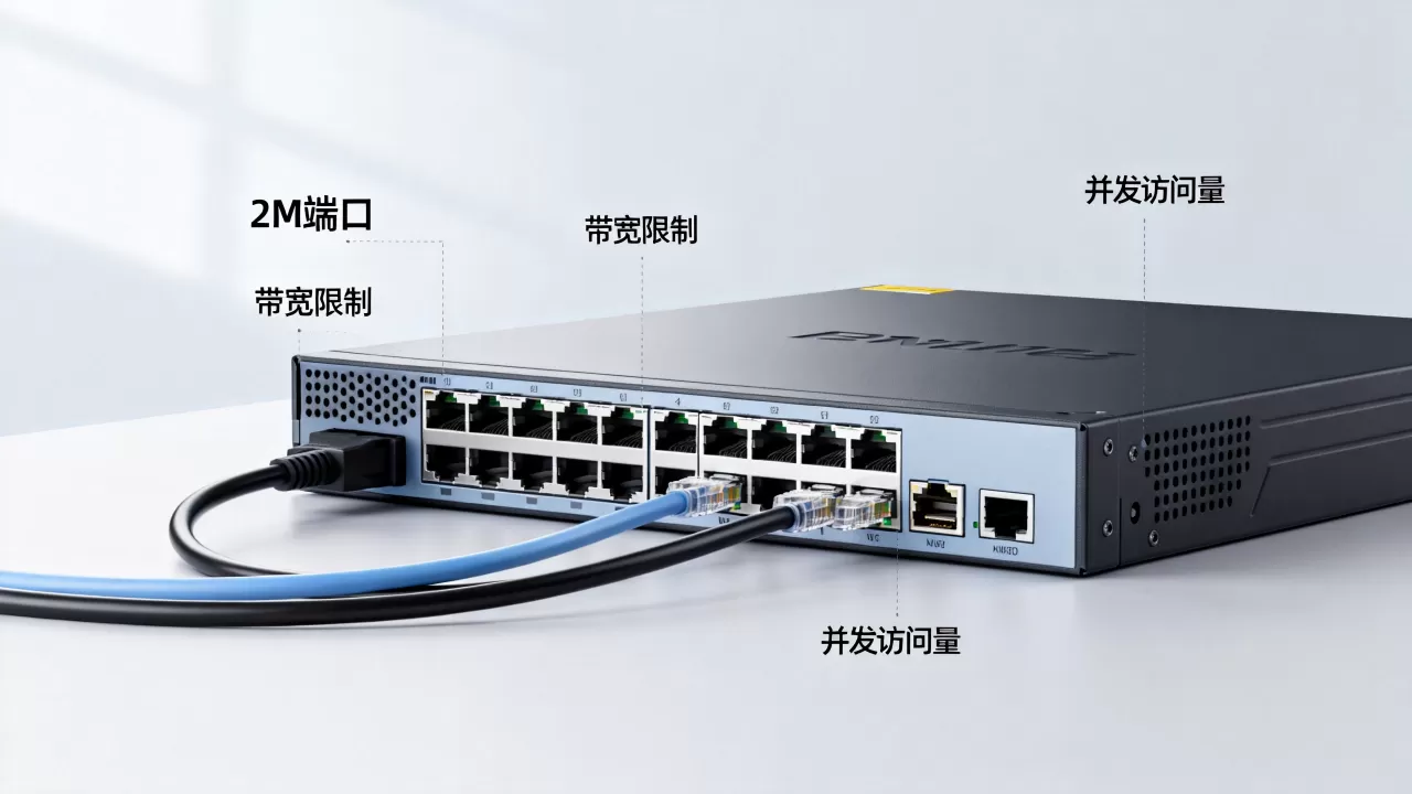 2M服务器端口支持多少访问量，带宽限制影响并发吗？